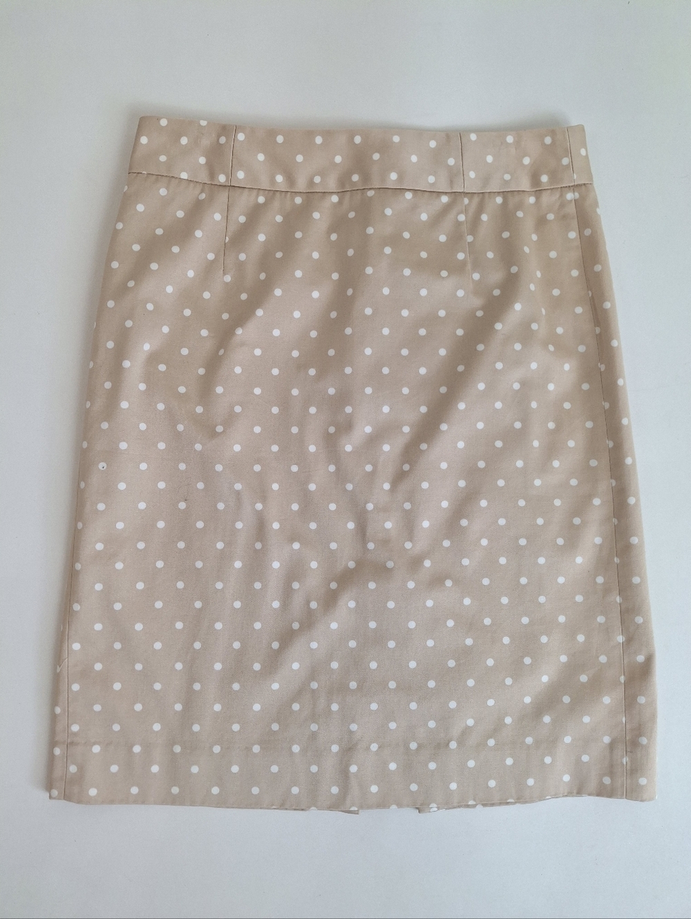 J. Crew Tan & White 100% Cotton Cha Cha Dot Polkadot Pencil Skirt